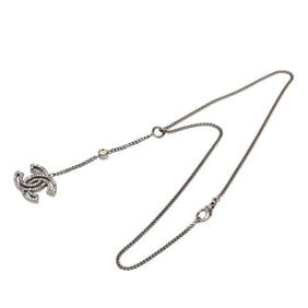 Chanel Coco Mark Necklace in Silver with Rhinestones for Women