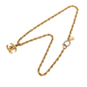 Chanel logo chain necklace, gold plated, for women.