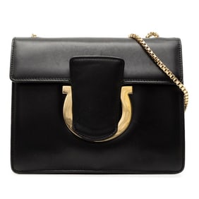 Salvatore Ferragamo Gancini Chain Shoulder Bag in Black Leather for Women