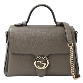 Gucci Women's Handbag/Shoulder Bag, 2-Way, Interlocking G Leather, Gray, 510302, Chain Shoulder Bag