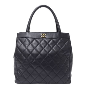 Chanel CHANEL Women's Matelasse Tote Bag in Black Lambskin with Gold Hardware