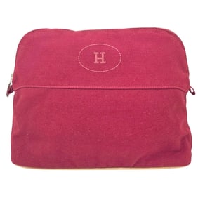 HERMES Bolide Pouch 30 GM Red Canvas and Leather Bag for Women