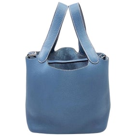HERMES Picotin PM Taurillon Bleu Thalassa Clemence Handbag Blue Women's and Men's