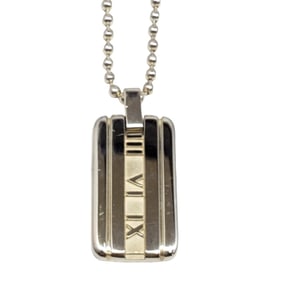 TIFFANY & Co. Tiffany Atlas Necklace Plate Ball Chain Sv925 Silver Men's Women's Kaizuka Store