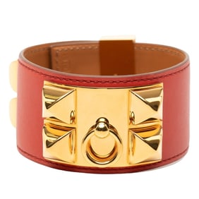 Hermès Collier de Chien Bracelet, Size L, Rouge Pivoine Red, Swift Leather, Women's, HERMES