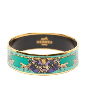 Hermes GM Enamel Cloisonne Bangle in Gold and Multicolor Plated for Women