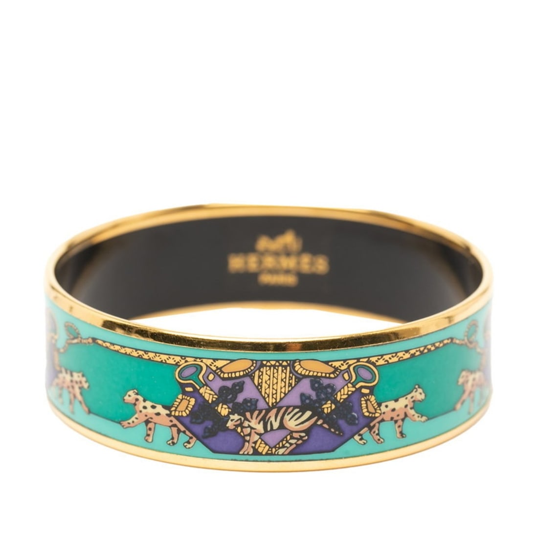 Hermes GM Enamel Cloisonne Bangle in Gold and Multicolor Plated for Women (1 of 15)