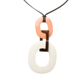 Hermes Hermès Kara Necklace in White and Multicolored Buffalo Horn Fabric for Women