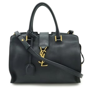 Yves Saint Laurent SAINT LAURENT PARIS YSL Monogram Baby Cabas Handbag Shoulder Bag in Black Leather