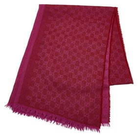 Gucci GG pattern scarf/muffler/stole in pink and red wool for women.