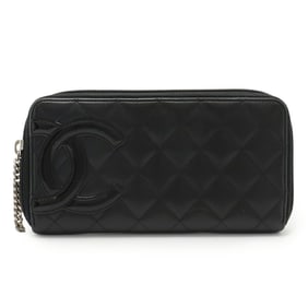 CHANEL Cambon Line Coco Mark Round Long Wallet in Soft Calf Leather, Enamel, Black and Pink, A50078