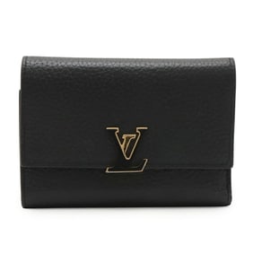 LOUIS VUITTON Portefeuille Capucines Compact Tri-fold Wallet in Taurillon Leather, Noir, Black, and