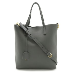 SAINT LAURENT PARIS YSL Yves Saint Laurent Toy Tote Bag, Shoulder Gray Leather, 600307