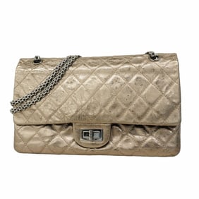 Chanel Shoulder Bag 2.55 Double Flap Chain Calfskin Beige Women's P2017805