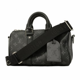 Louis Vuitton Monogram Eclipse Reverse Keepall Bandouliere 25 M46271 Handbag in Black and Grey
