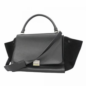 Celine Trapeze Handbag in Suede and Leather, Black, 2-Way Bag for Women