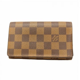 Louis Vuitton Damier Porte Monnaie Billet Tresor Wallet N61730 Ebene Women's