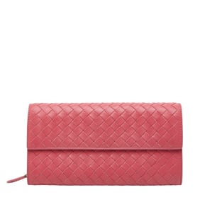 Bottega Veneta Intrecciato Long Wallet Pink Leather Women's BOTTEGAVENETA