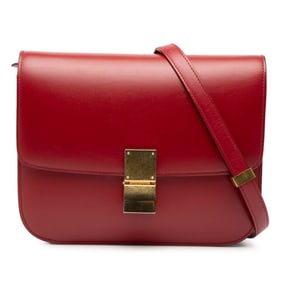 Celine Classic Medium Shoulder Bag in Red Leather for Women
