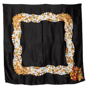CHANEL Jewelry Accessories Scarf Muffler Black Multicolor Silk Women's