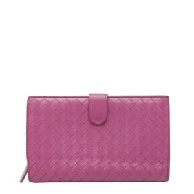 Bottega Veneta Intrecciato Long Wallet Pink Leather Women's BOTTEGAVENETA