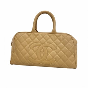 Chanel Matelasse Caviar Leather Handbag, Beige, Women's