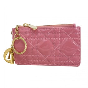 Christian Dior Cannage Enamel Wallet/Coin Case, Pink Champagne, Women's