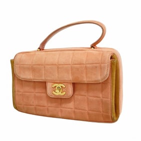 Chanel Chocobar Suede Handbag, Pink, Women's