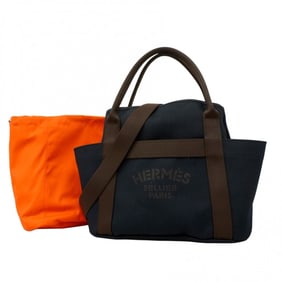 Hermes Hermès Sac de Pansage canvas tote bag in navy with K stamp, 2-way for women