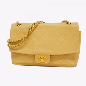 Chanel Shoulder Bag Matelasse W Chain Lambskin Beige Women's P2007203