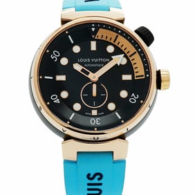Louis Vuitton Tambour QA123Z Black Dial Men's Watch