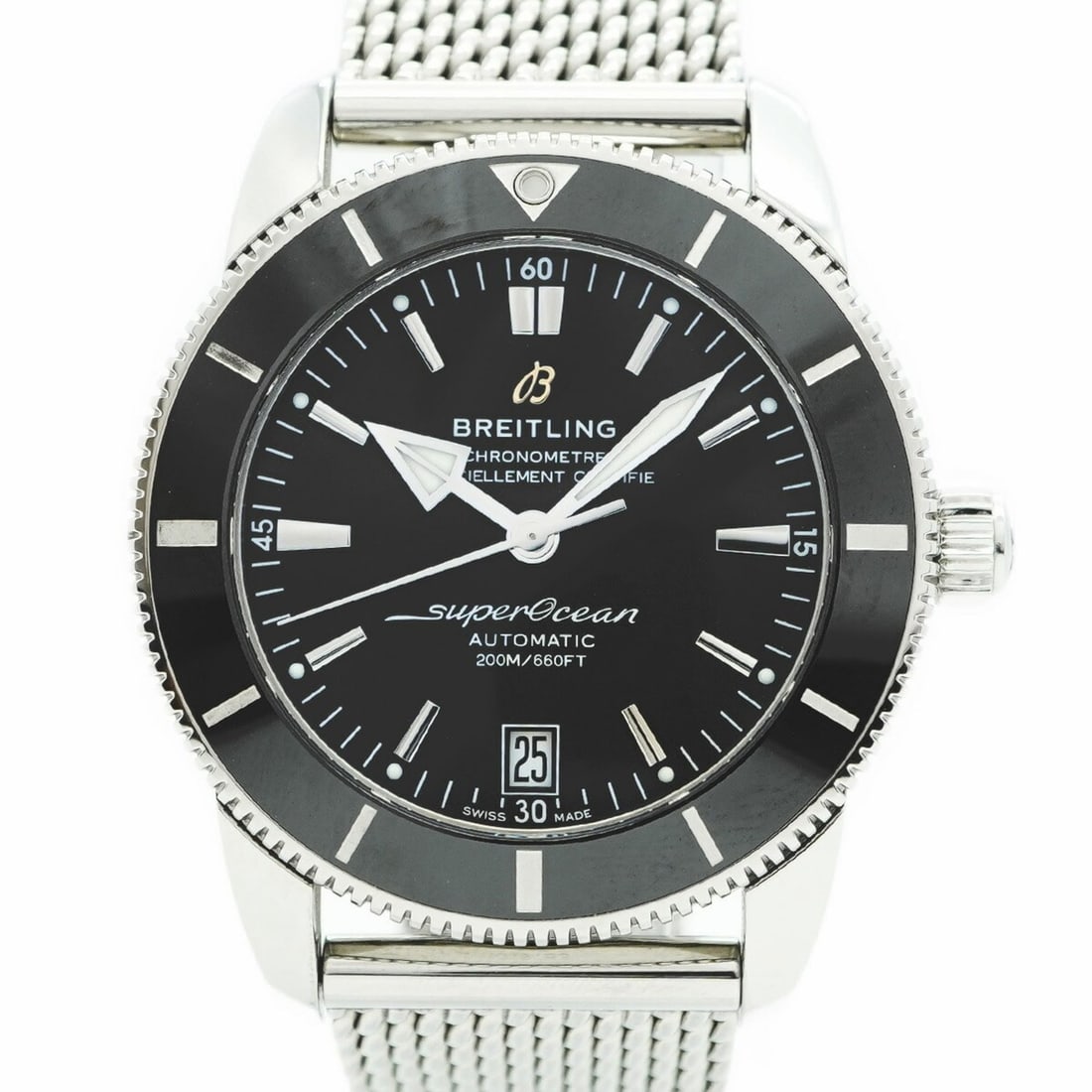 Breitling Superocean Heritage AB2010 Black Dial Men's Watch: --- Catalog ---Category: SizeWrist Size: 17cm / 6.69''Case Diameter: 42mm / 1.65''Category: DesignType: WristwatchGender: MenColor (Dial): BlackMaterial (Band): Stainless steelCategory: GeneralMPN: AB