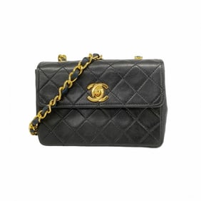 Chanel Mini Matelasse Shoulder Bag with Chain Bag, Lambskin, Black, Women's, P1999486