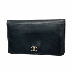 Chanel Long Wallet Caviar Skin Black Men's Women's P1996431