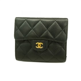 Chanel Matelasse Caviar Leather Tri-fold Wallet, Black, Women's, P1992888