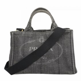 Prada Canapa Denim Black Handbag, 2-Way Bag for Women, P1985976