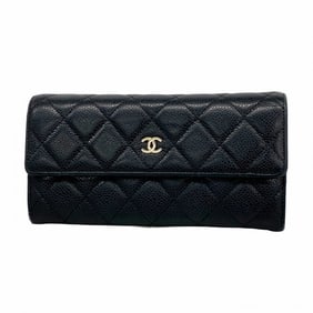 Chanel Matelasse Long Wallet Black Women's P1978419