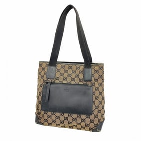 Gucci Tote Bag GG Canvas 019 0402 Brown Black Women's