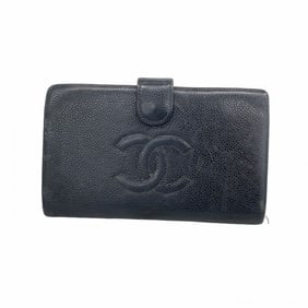 Chanel long wallet in caviar skin, black, for women