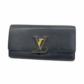 Louis Vuitton Taurillon Portefeuille Capucines Long Wallet M61248 Noir Women's