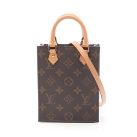 Louis Vuitton Petite Sac Plat Monogram Handbag Coated Canvas Leather Women's Brown M69442