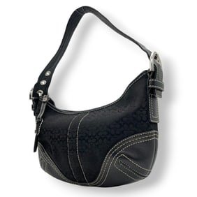 Coach Soho Mini Signature Shoulder Bag/Handbag 2154 Canvas and Leather Black Women's Size s11