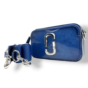 Marc Jacobs Snapshot Camera Bag, Shoulder Vinyl, Glitter, Blue, Silver Hardware, U10