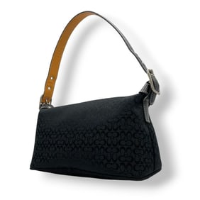 Coach Handbag Accessory Pouch Mini Bag Signature 6332 Canvas Leather Black Women's U10