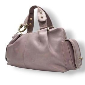 BVLGARI Leoni Lion Handbag/Boston Bag/Tote Bag in Lavender and Purple Leather with Gold Hardware for