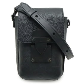 LOUIS VUITTON Monogram Taurillon S-Lock Vertical Wearable Wallet Shoulder Bag in Noir and Black,