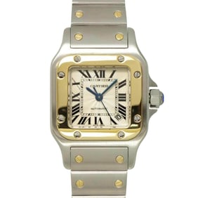 Cartier Santos Galbe SM Two-tone W20057C4 Women's Watch with Date Display, Silver and Yellow Gold,