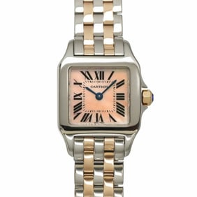 Cartier Santos Demoiselle SM Two-tone Watch W25074Y9 Women's Pink Shell PG Gold Quartz