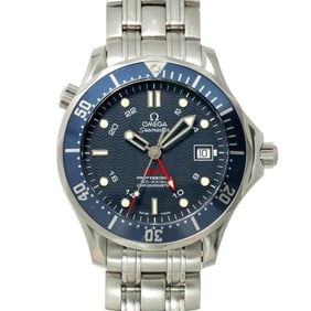 OMEGA Seamaster Professional 300 GMT 2535 80 Men's Watch with Date, Navy Blue, Automatic