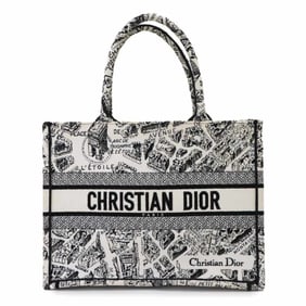 Christian Dior Plan de Paris Book Tote Medium Canvas Bag in White and Black (M1296ZOMP)